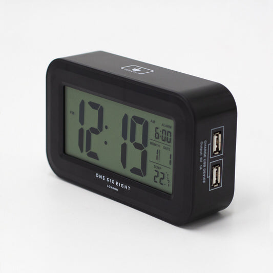 RIELLY - BLACK DIGITAL RECTANGLE ALARM CLOCK