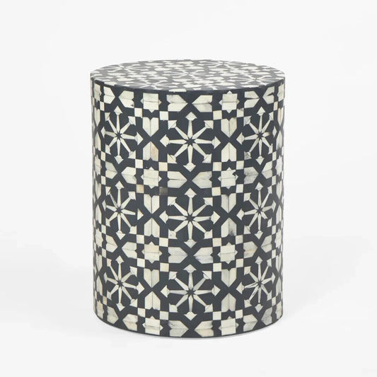 Adina Bone Inlay Side Table Grey/White By Florabelle Living