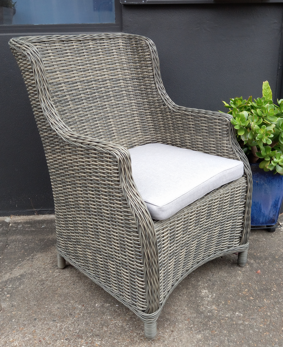 Airlee Outdoor Dining Chair Slate Grey (with cream cushion) Hampton / Coastal