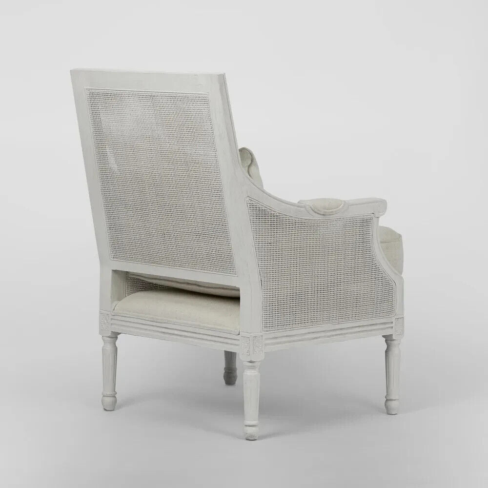 HICKS WHITE RATTAN CANED ARMCHAIR with Cushions by Florabelle