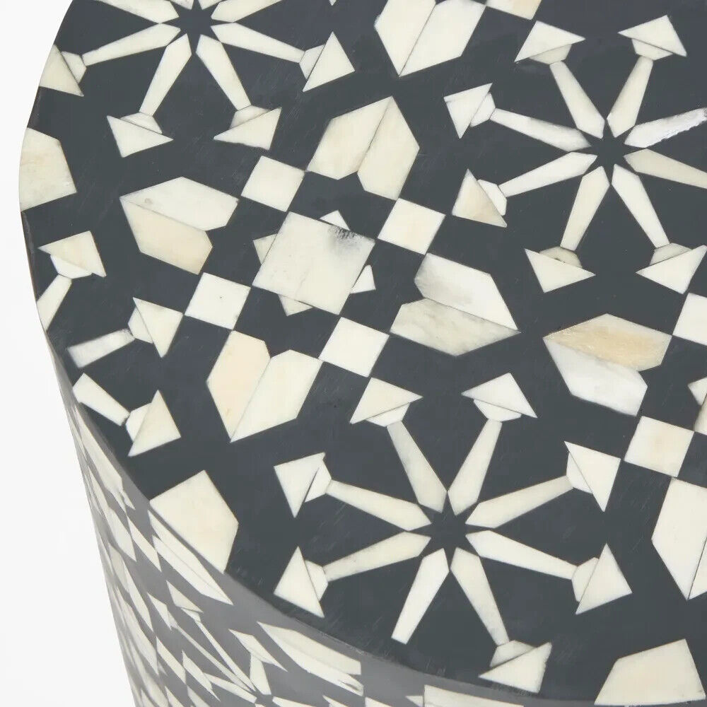 Adina Bone Inlay Side Table Grey/White By Florabelle Living
