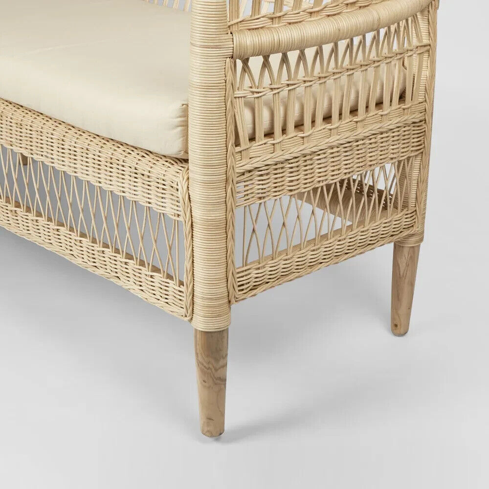Livingstone Loveseat Natural/White cushion By Florabelle Living