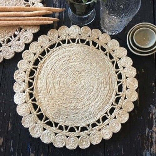 QUALITY HAND MADE NATURAL THICK BOHO JUTE PLACE MAT/CENTRE MAT/PLACEMAT 30CM