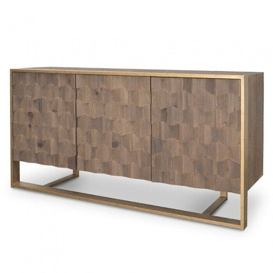 NEW Sideboard Buffet Unit in Reclaimed fir Wood with golden copper iron frame