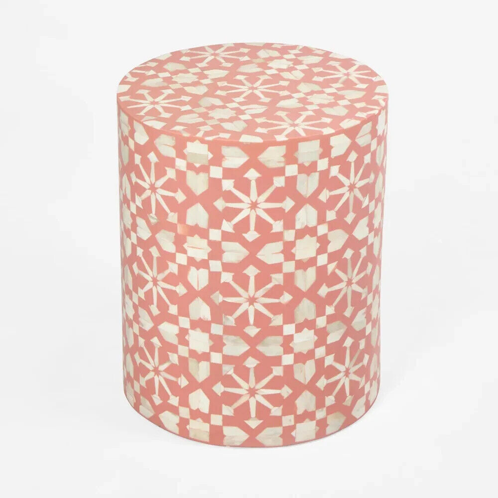 Adina Bone Inlay Side Table Peach/White By Florabelle Living
