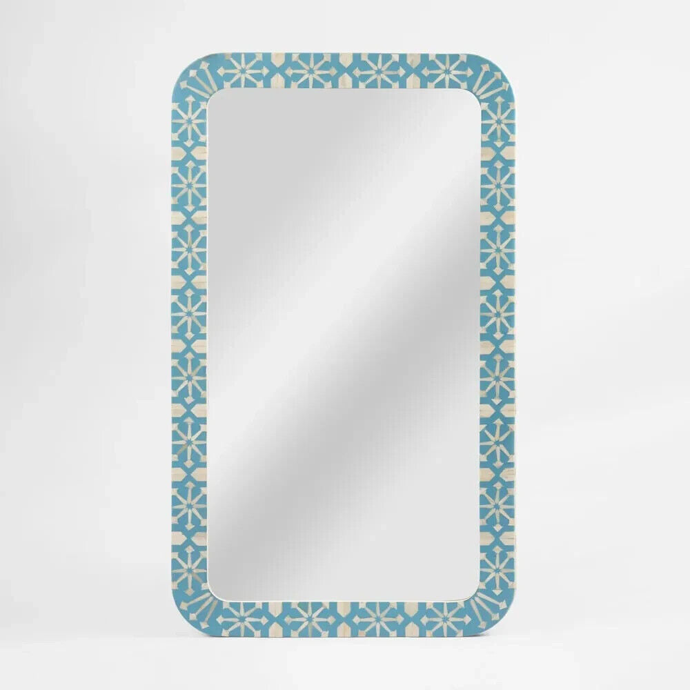 Adina Bone Inlay Mirror Aqua/White By Florabelle Living