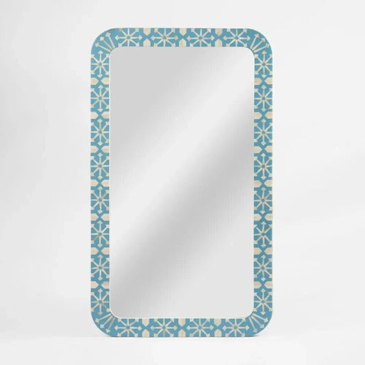 Adina Bone Inlay Mirror Aqua/White By Florabelle Living