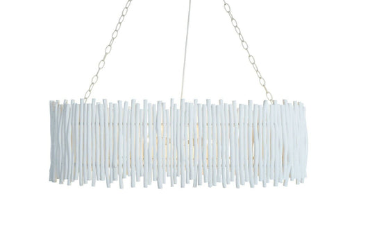 Wood Candlestick Oval Chandelier White - L100 x W45 x H31cm