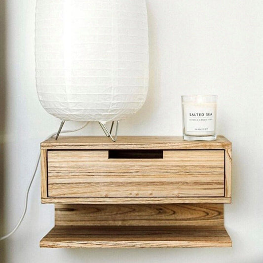 Cole Oak Night Stand - Wall mounted bedside table 35 x 20 x 20 CM
