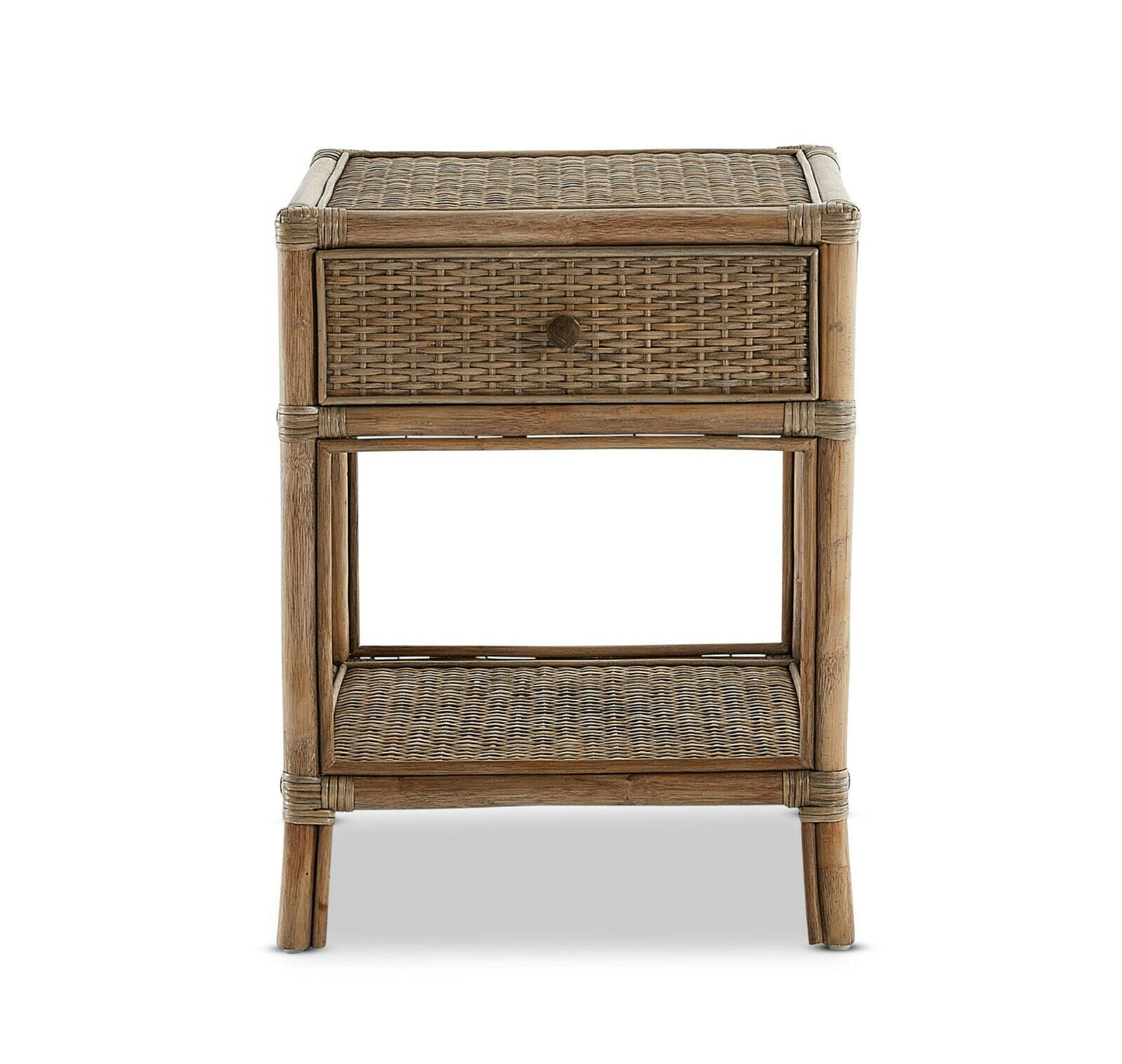 High Quality Amara Rattan Bedside Table Mud Grey  RRP$999