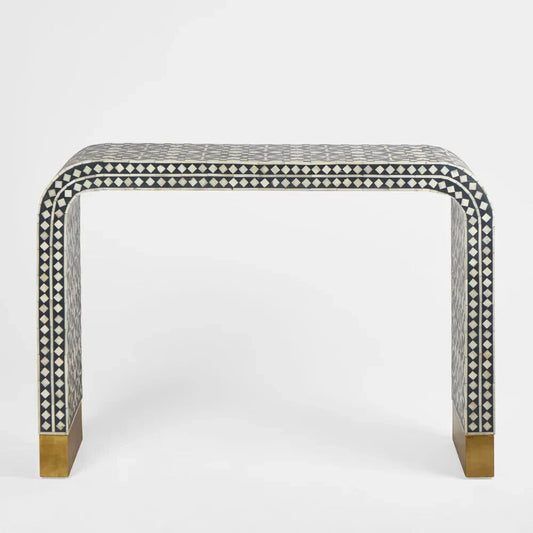 Adina Bone Inlay Console Table Peach/White By Florabelle Living