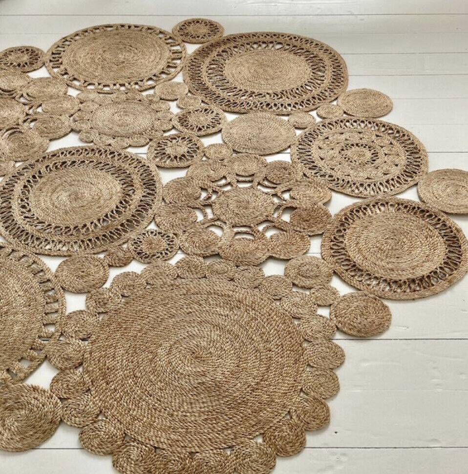 HIGH QUALITY HAND MADE JUTE Floor Rug / Mat Spice Colour 150 cm Diameter