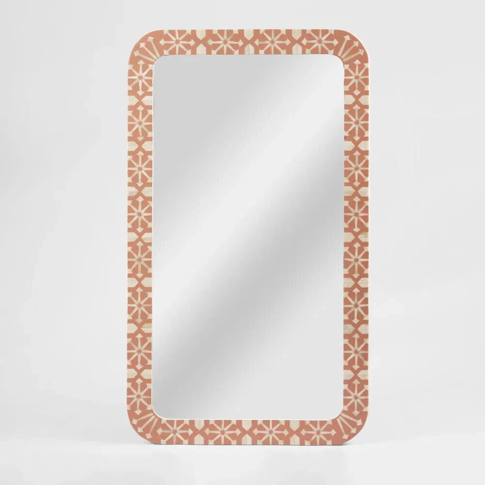 Adina Bone Inlay Mirror Peach/White By Florabelle Living
