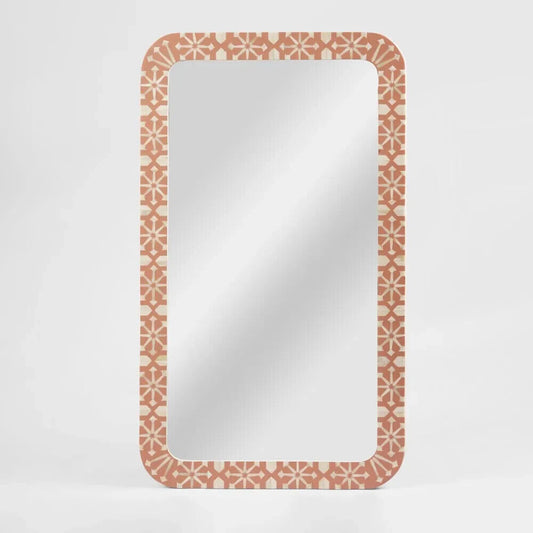 Adina Bone Inlay Mirror Peach/White By Florabelle Living