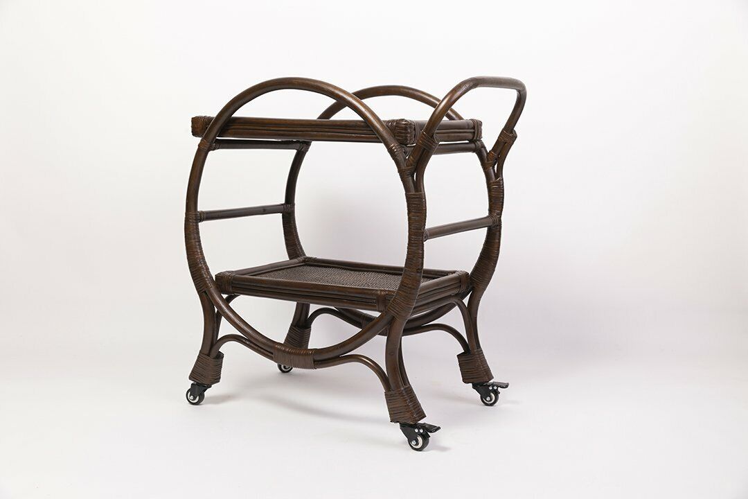 Amara Rattan Barcart Trolley Coffee Bean Finish