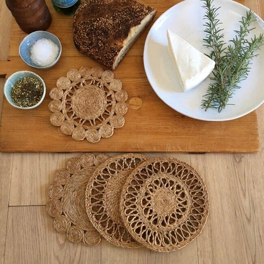 SET OF 4 - High Quality Handmade Jute Trivet in Spice Colour