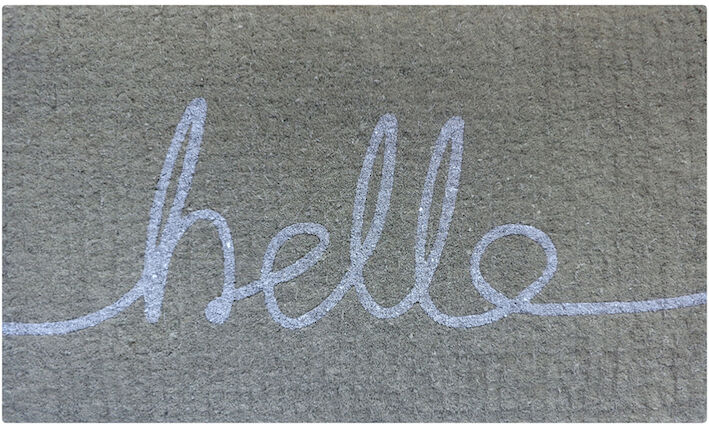 WHITE HELLO Thick Doormat Door mat  75 X 45 X 4  CM -100% COCONUT FIBRE