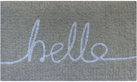 WHITE HELLO Thick Doormat Door mat  75 X 45 X 4  CM -100% COCONUT FIBRE
