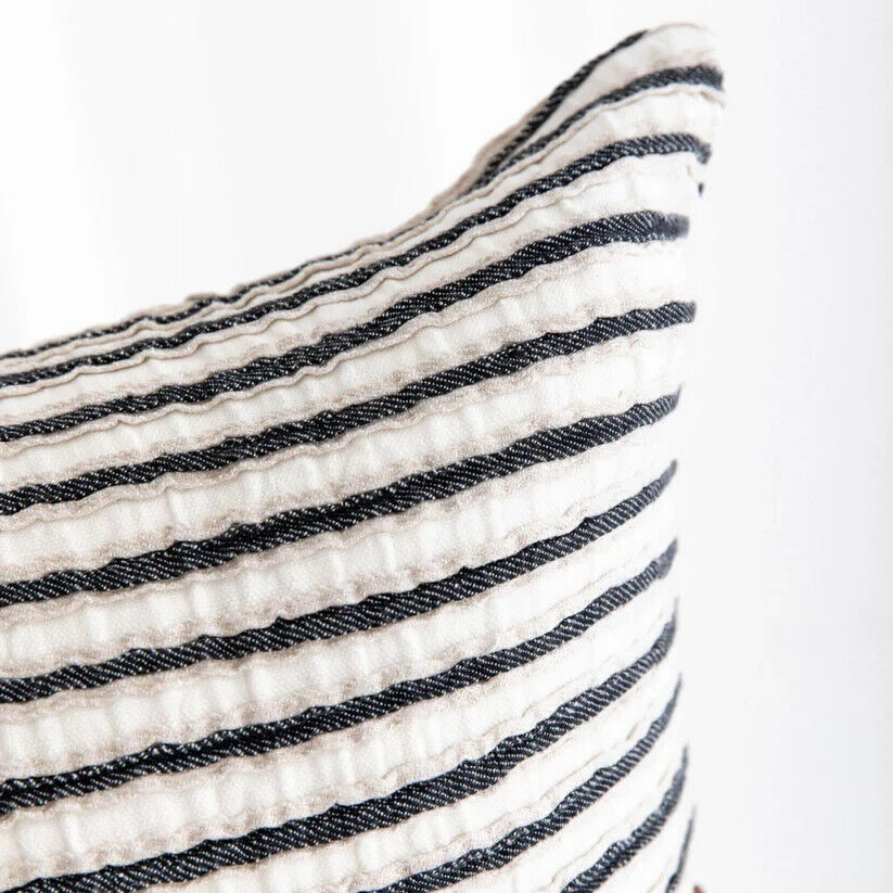 The Airlie Linen Cushion in black stripe  - 55x55by Fibre by Auskin