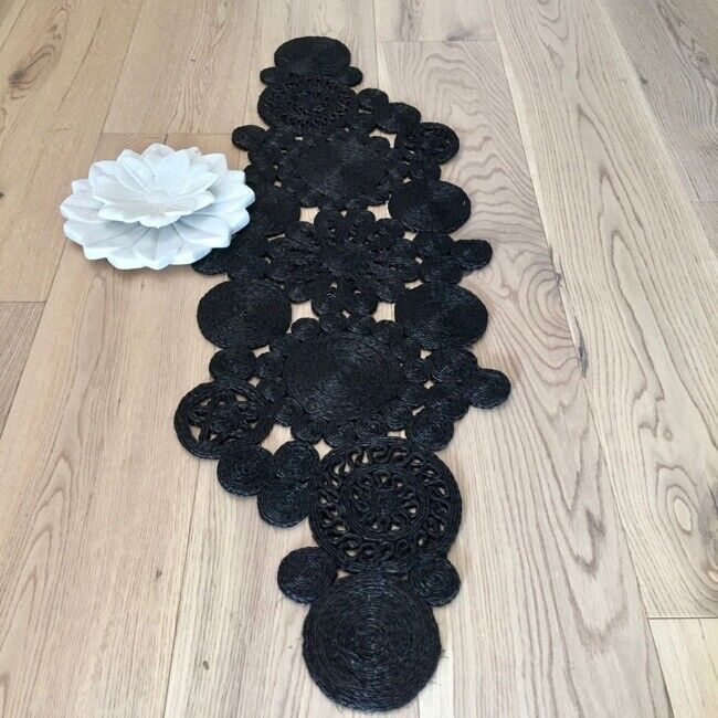 Carnival Handmade Jute Retro Runner Black 100x34cm