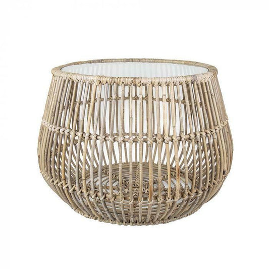HAITI ROUND BASKET TABLE GLASS