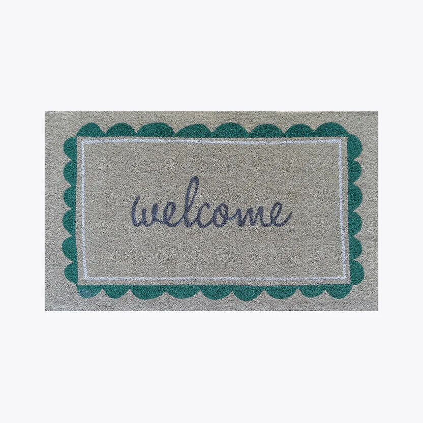 Green Scallop Welcome Thick Doormat Door mat  75X45 X 4  CM -100% COCONUT FIBRE