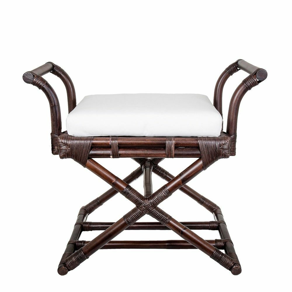 BAHAMAS BROWN RATTAN CROSS LEG STOOL BROWN WITH CUSHION