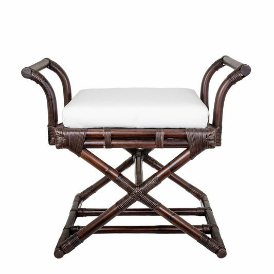 BAHAMAS BROWN RATTAN CROSS LEG STOOL BROWN WITH CUSHION