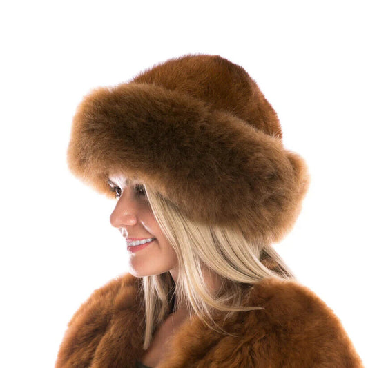 GENUINE 100% Alpaca Hat Beige / Brown