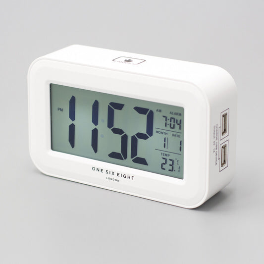 RIELLY - WHITE DIGITAL RECTANGLE ALARM CLOCK