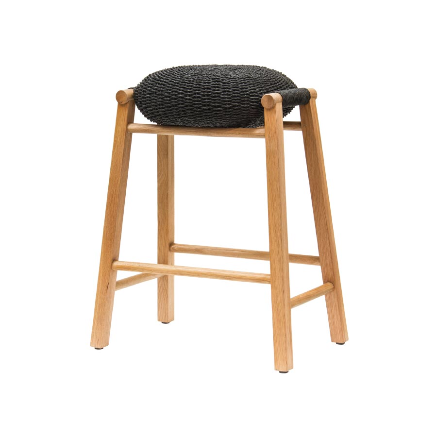 Float Cushion Bar Stool by Satara - Black and Oak