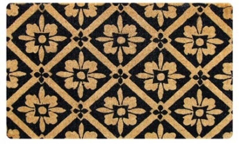 LUXURY THICK  DOOR MAT / DOORMAT Black Tiles -75 X 45 CM