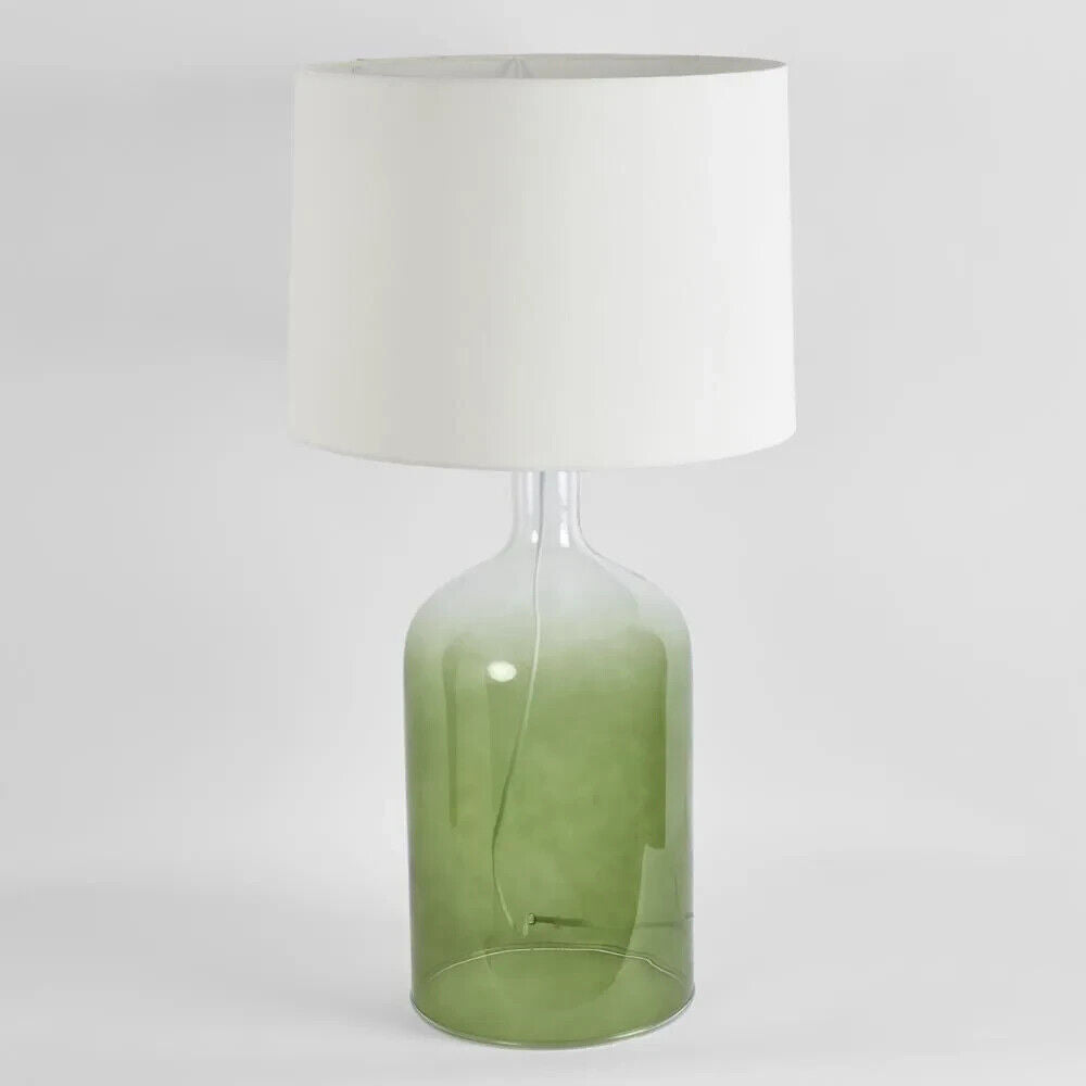 Henley Green Glass Table Lamp & White Shade By Emac & Lawton