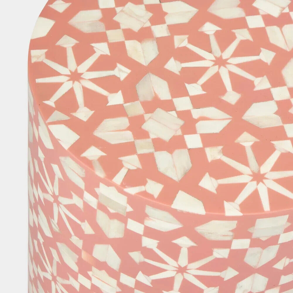 Adina Bone Inlay Side Table Peach/White By Florabelle Living