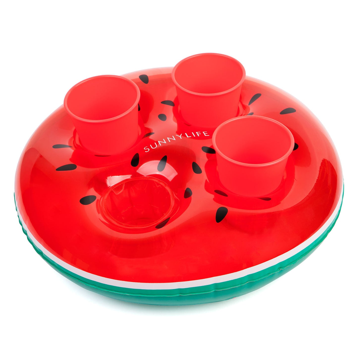 SUNNYLIFE - INFLATABLE WATERMELON DRINK HOLDER / POOL FLOAT TOY - HOLDS 4 CUPS