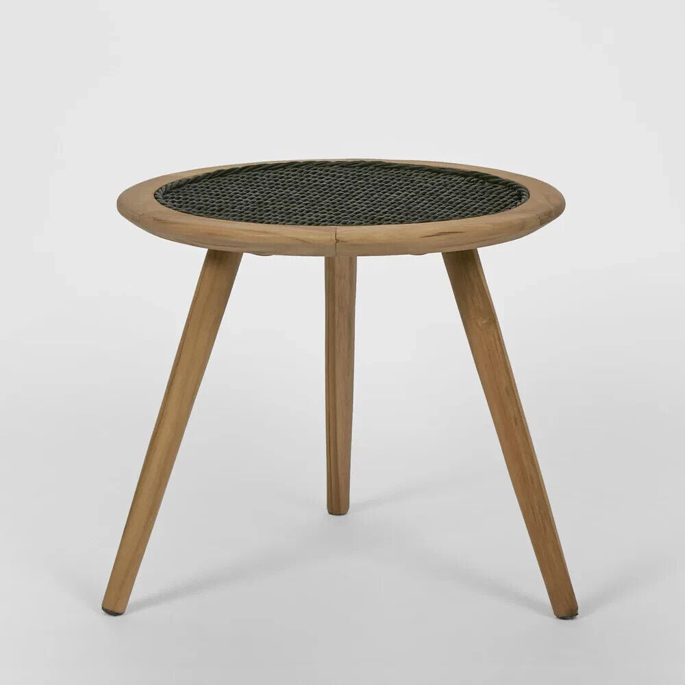 Cove Teak & Synthetic Side Table Black -Outdoor By Florabelle Living