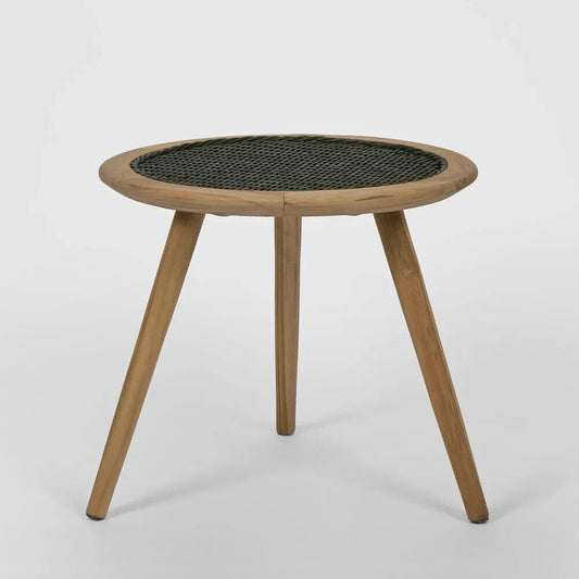 Cove Teak & Synthetic Side Table Black -Outdoor By Florabelle Living