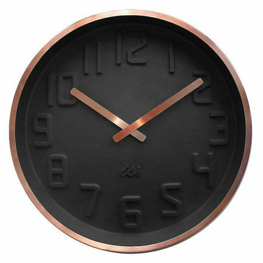 IS Curve Black Wall Clock With Copper finish Case and curved dial 40CM,
