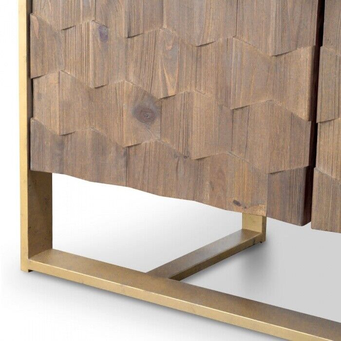 NEW Sideboard Buffet Unit in Reclaimed fir Wood with golden copper iron frame