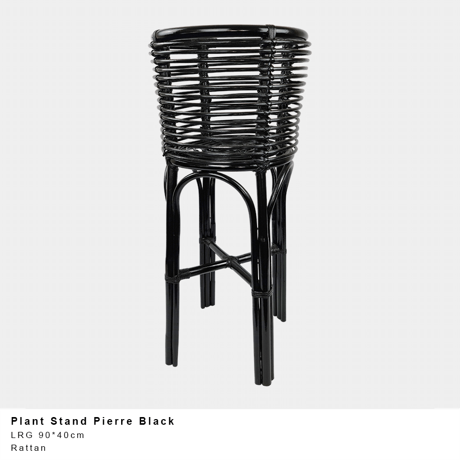 LARGE Rattan Plant Stand Pierre Black  - 90 x 40 cm