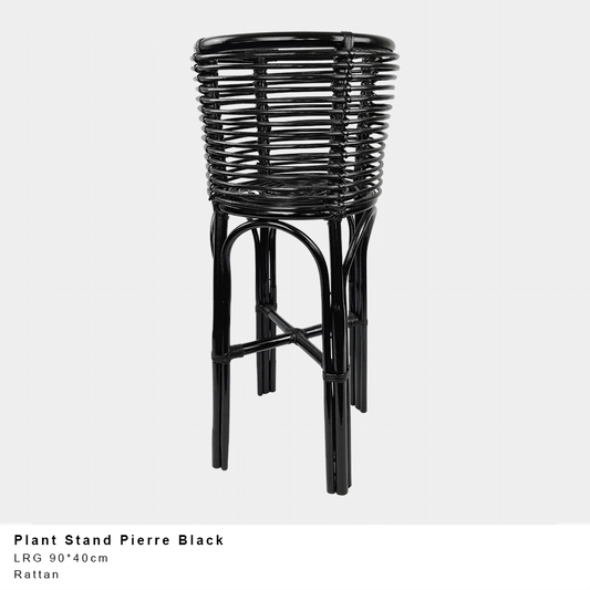 LARGE Rattan Plant Stand Pierre Black  - 90 x 40 cm