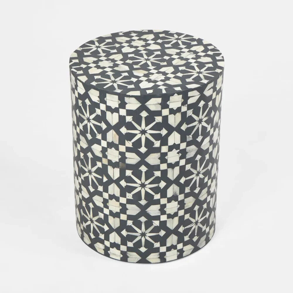 Adina Bone Inlay Side Table Grey/White By Florabelle Living