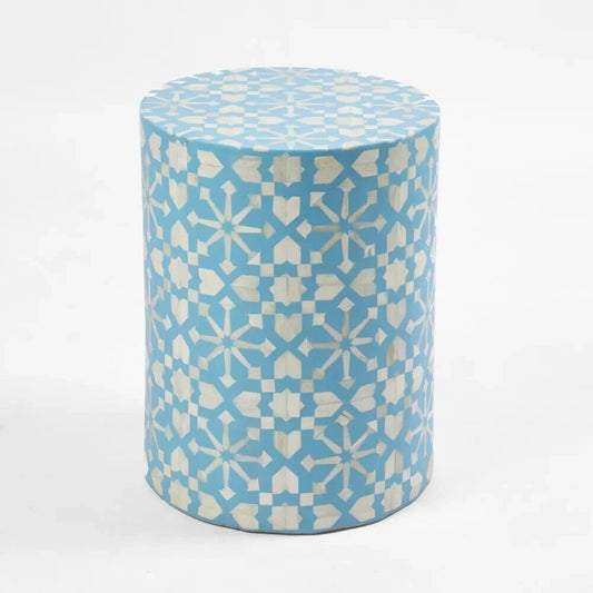 Adina Bone Inlay Side Table Aqua/White By Florabelle Living