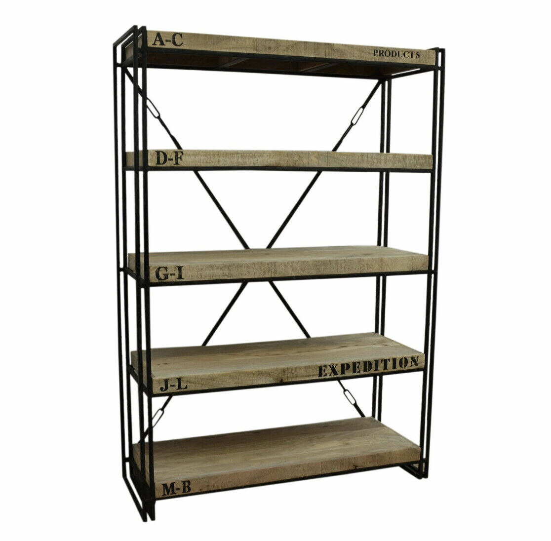 Expedition Industrial Bookcase . Bookshelf made out of iron solid mango wood