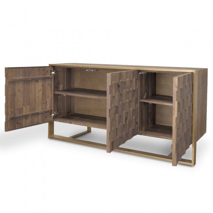 NEW Sideboard Buffet Unit in Reclaimed fir Wood with golden copper iron frame