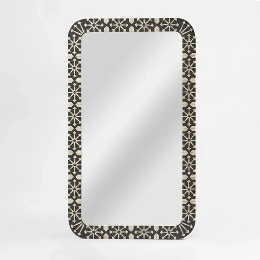 Adina Bone Inlay Mirror Grey/White By Florabelle Living