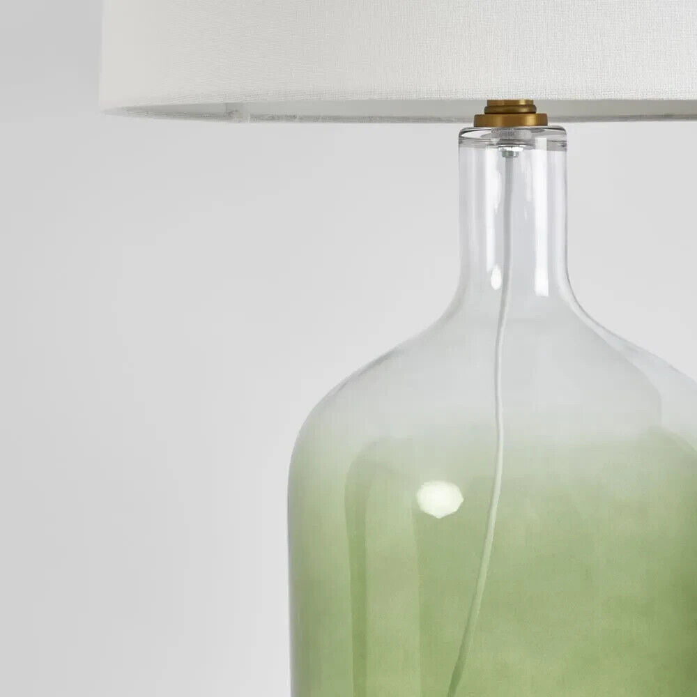 Henley Green Glass Table Lamp & White Shade By Emac & Lawton