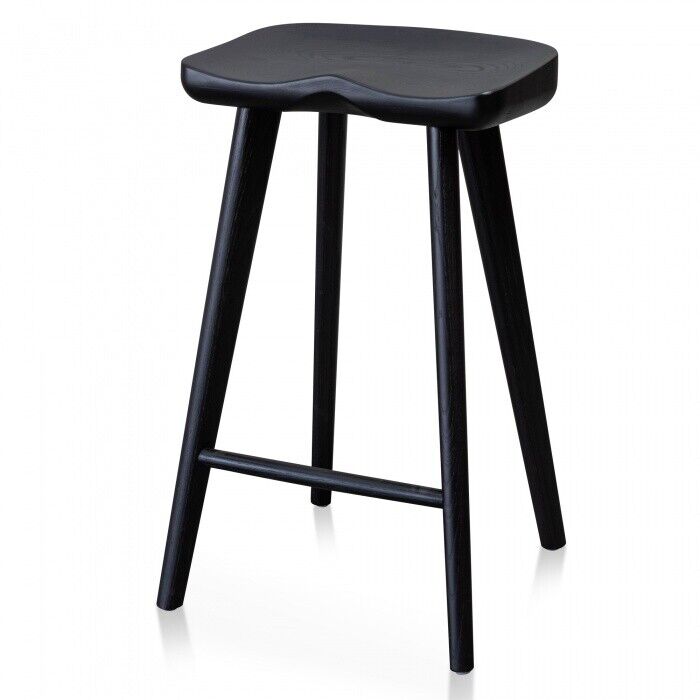 Scandinavian style solid wood Bar stool in Matt Black finish 40.5 W x 65.5 H cm