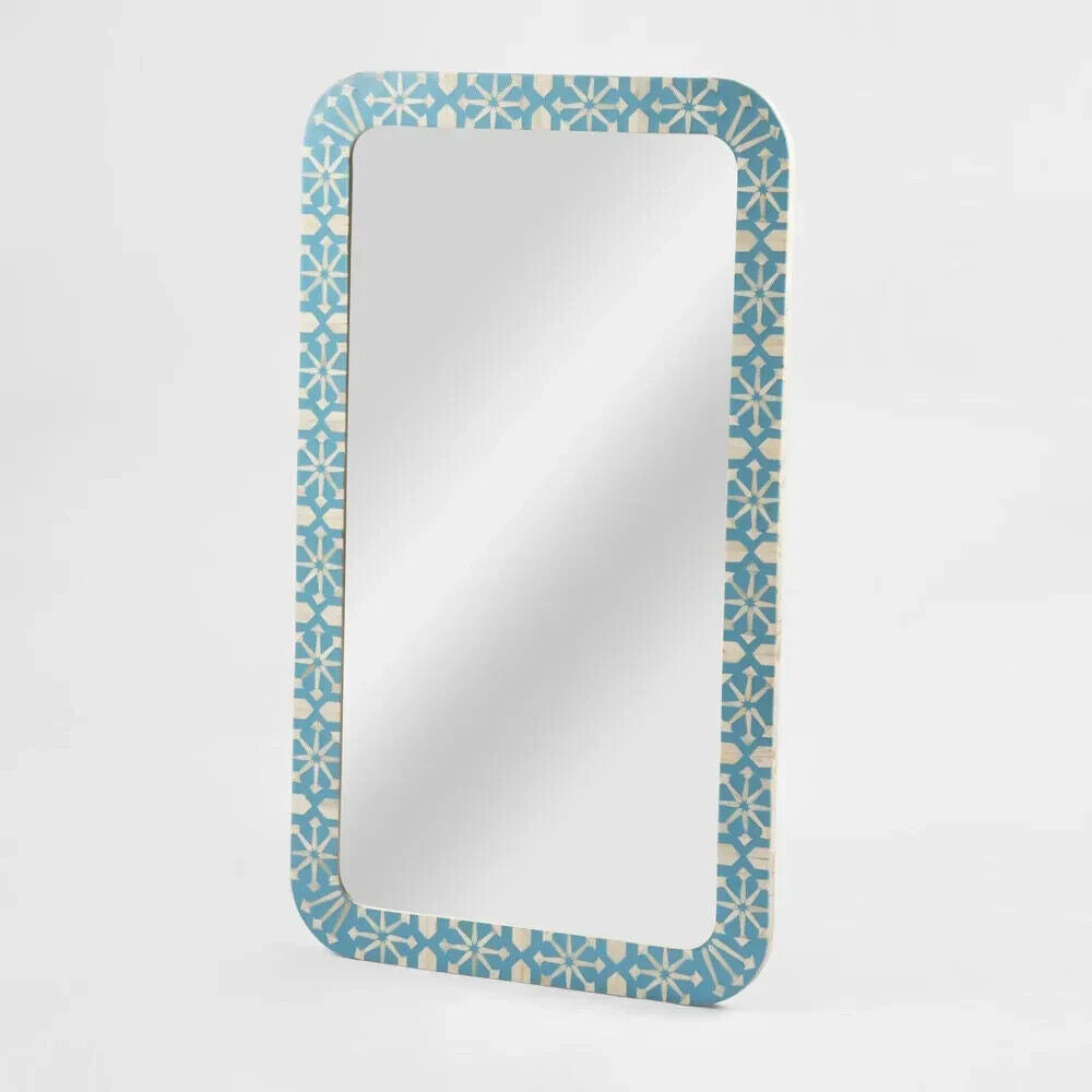 Adina Bone Inlay Mirror Aqua/White By Florabelle Living