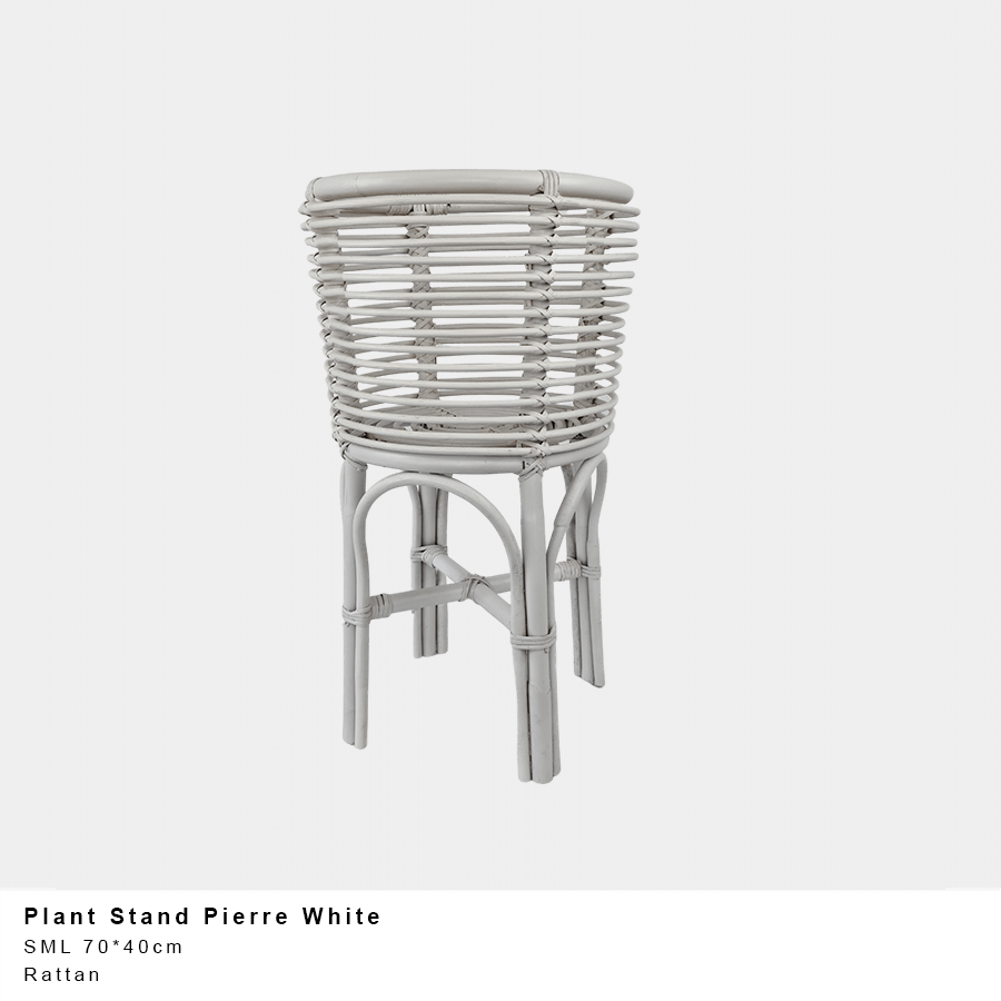 Rattan Plant Stand Pierre White  - 70 x 40 cm